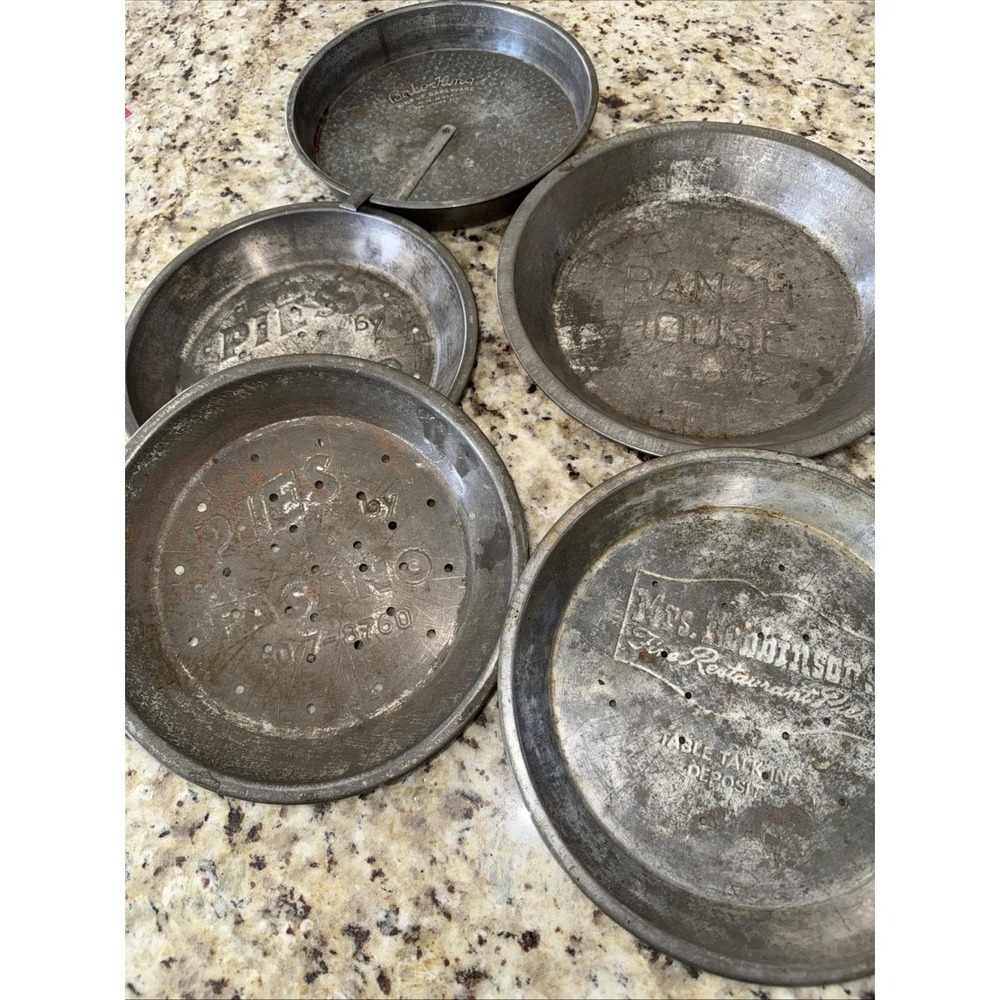 Lot Of5 Vintage Aluminum Pie Pans Pasano Mrs Robinson Ranch House Bake King 5490